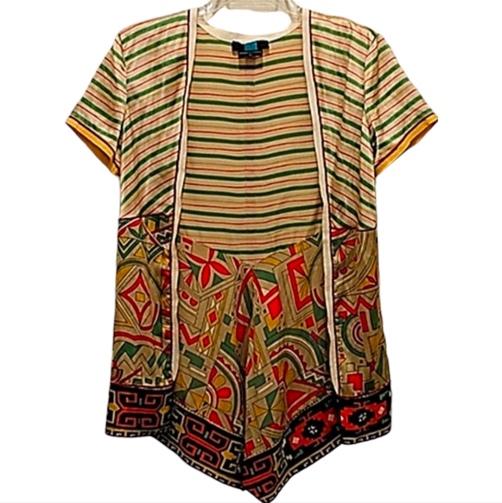 ANTHROPOLOGIE SCARF PRINT OPEN FRONT TOP 🌸